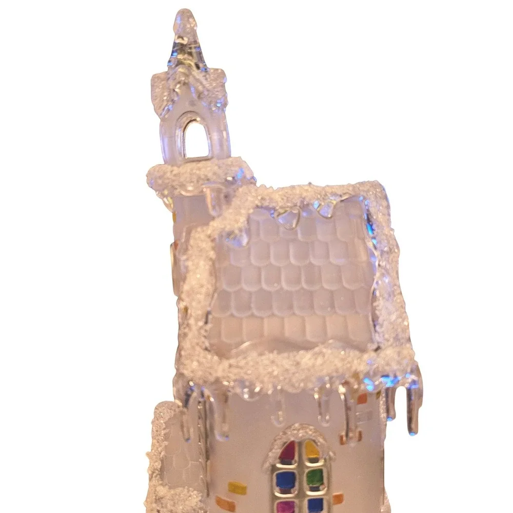 Holiday Ice Sculptures Chapel in the Snow Color Changing Lighted Church C144